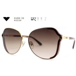 Óculos de Sol Vizzano Ouro 30 – Aviador Geométrico Minimalista