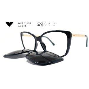 Óculos de Grau Vizzano Clip-on Ouro 152 – Armação 2 em 1 Gatinho Dourado
