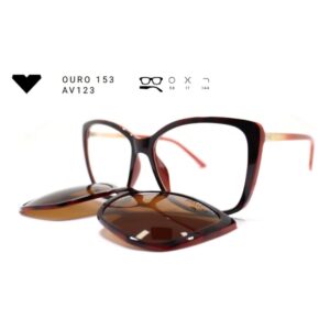 Óculos de Grau Vizzano Clip-on Ouro 153 – Armação 2 em 1 Redonda Dourada