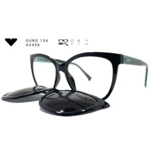 Óculos de Grau Vizzano Clip-on Ouro 154 – Armação 2 em 1 Gatinho Dourada