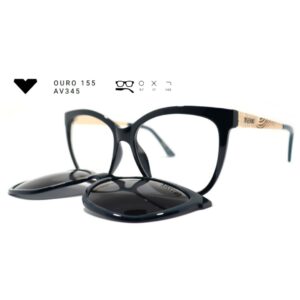 Óculos de Grau Vizzano Clip-on Ouro 155 – Armação 2 em 1 Quadrada Dourada