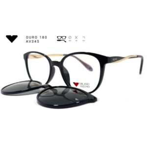 Óculos de Grau Vizzano Clip-on Ouro 180 – Armação Gatinho Suave 2 em 1