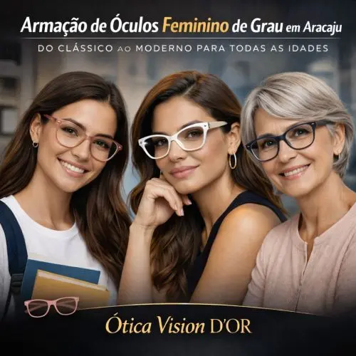 Armação de óculos feminino de grau em Aracaju na Ótica Vision D'Or no Bairro São José