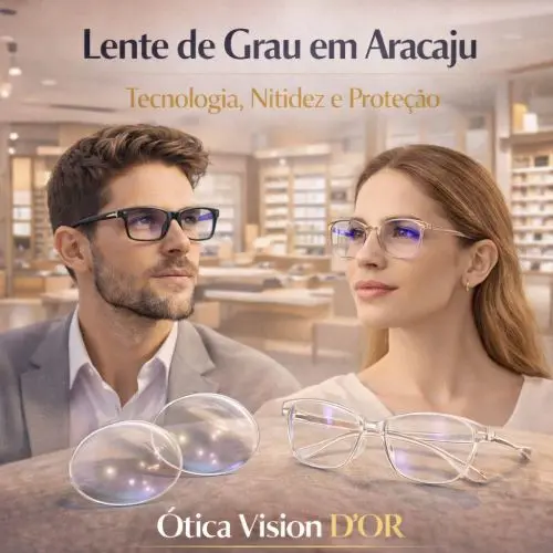 Lentes de grau de alta tecnologia sendo medidas digitalmente na Ótica Vision D'Or em Aracaju