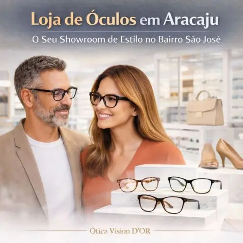 Interior luxuoso da Ótica Vision D'Or em Aracaju destacando vitrines modernas e atendimento especializado.