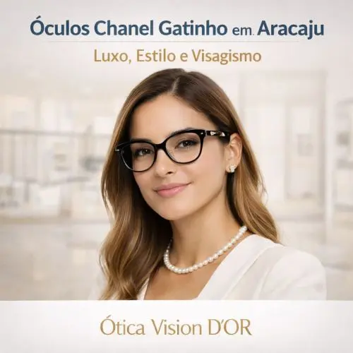 Armação de óculos de grau Chanel gatinho original com detalhes em pérolas e logotipo CC na Ótica Vision D'Or em Aracaju