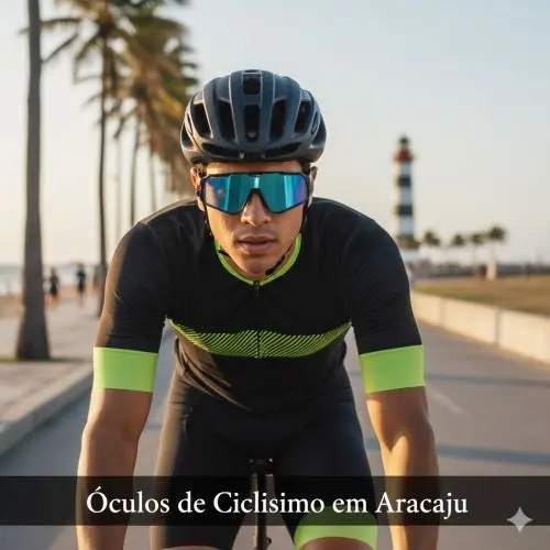 Ciclista em Aracaju utilizando óculos de performance Oakley com lentes de alto contraste para proteção solar e de vento