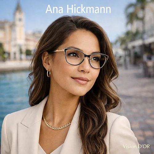 Mulher elegante usando óculos de grau Hickmann com hastes Duo-Fashion em Aracaju
