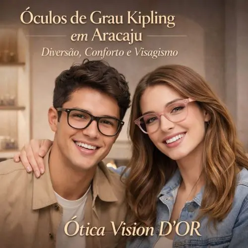 Armação de óculos de grau Kipling com o icônico macaco na Ótica Vision D'Or em Aracaju