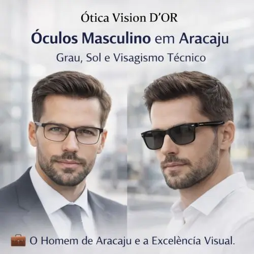 Homem usando armação de grau masculina de titânio na Ótica Vision D'Or em Aracaju