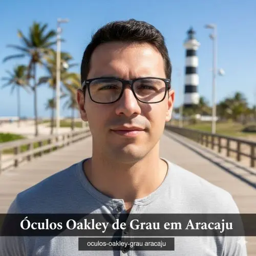 Homem usando armação de grau Oakley original em Aracaju, destacando a tecnologia O Matter e o design de alta performance.