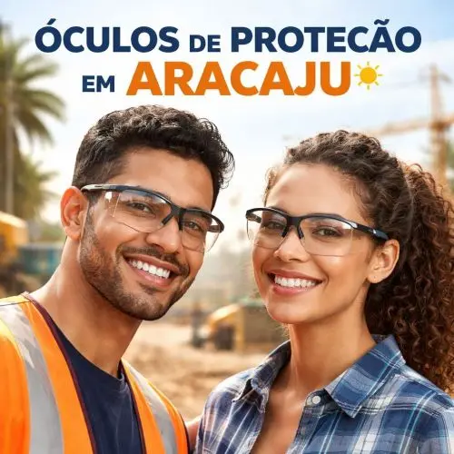 Profissional utilizando óculos de segurança com grau original da Ótica Vision D'Or, garantindo proteção contra impactos no Distrito Industrial de Aracaju.