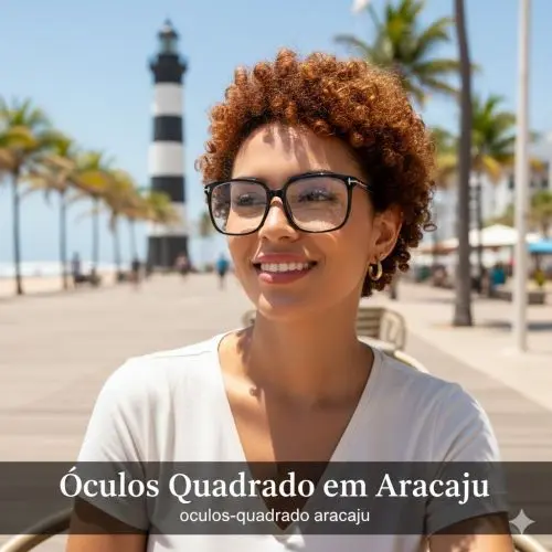 Mulher usando óculos de grau com armação quadrada moderna em Aracaju, destacando o visagismo técnico para harmonização facial.