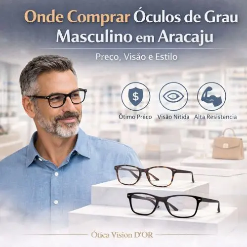 Onde comprar óculos de grau masculino em Aracaju na Ótica Vision D'Or - Seleção de armações resistentes.