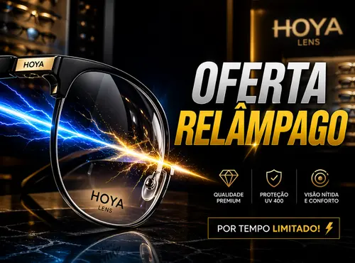 Efeito de flash e raio dourado em lente Hoya para anunciar oferta relâmpago na Vision D'Or Aracaju.