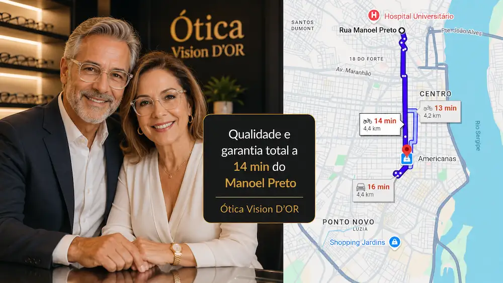Guia Ótica Vision D'OR – Óculos de Grau e de Sol em Aracaju Ótica no Bairro Manoel Preto? A Vision D’Or Está a 14 Min.