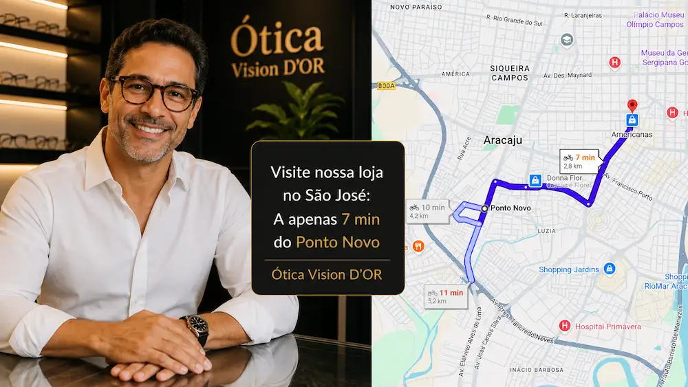Guia Ótica Vision D'OR – Óculos de Grau e de Sol em Aracaju Ótica no Bairro Ponto Novo? A Vision D’Or Está a 7 Minutos